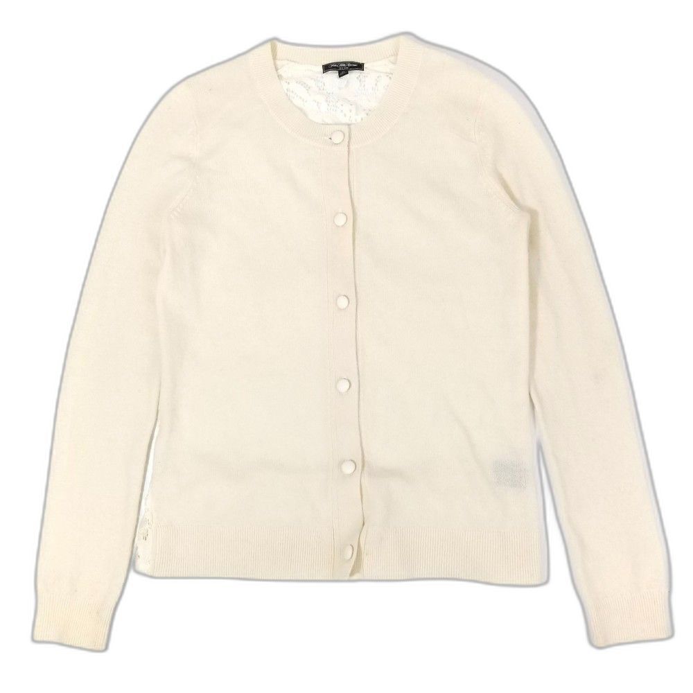 VINTAGE Saks Fifth Wool Cashmere Lace Cottagecore Button Cardigan Sweater Cream